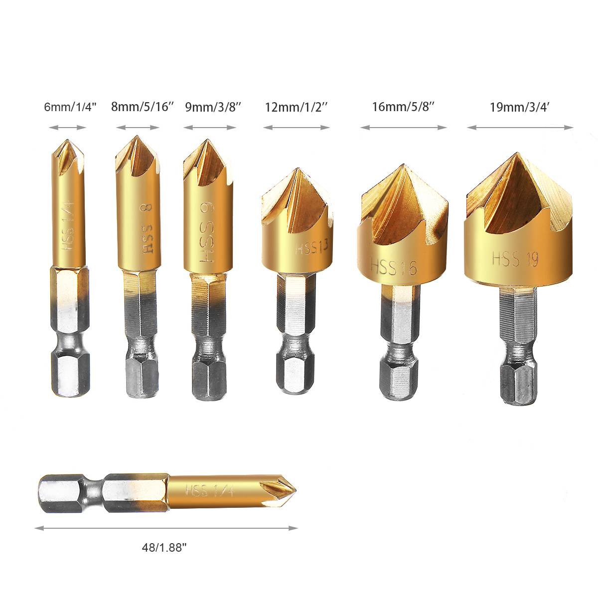 6 Pcs 6mm-19mm 5 Flute HSS Cou - Power Tools Quotes review and price